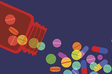 Medication being tipped out of bottle