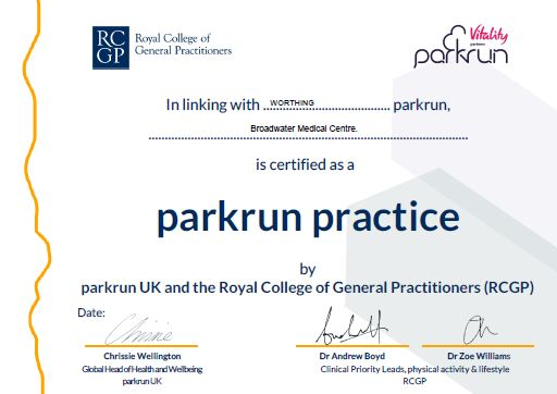 Park run certificate